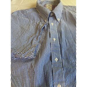 Men's Brooks Brothers Regent Seersucker Short Sleeve Active Wear Shirt- Size‎ L